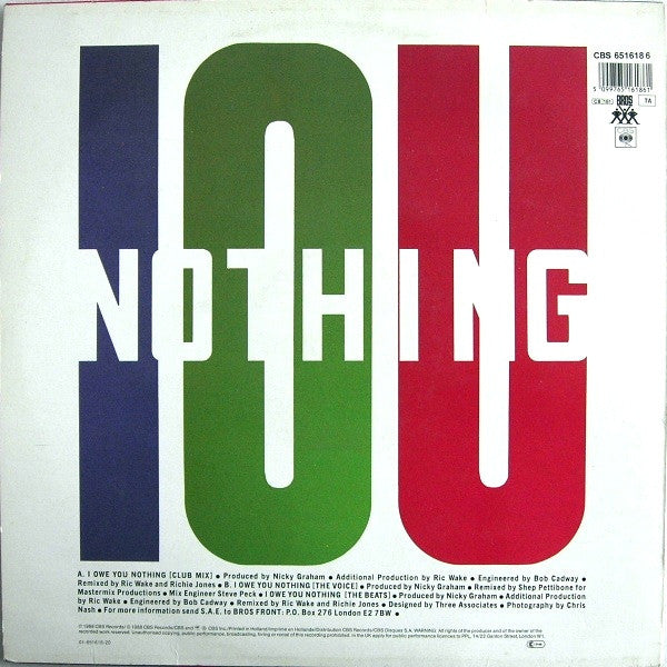Bros – I Owe You Nothing (VG+) BOX36