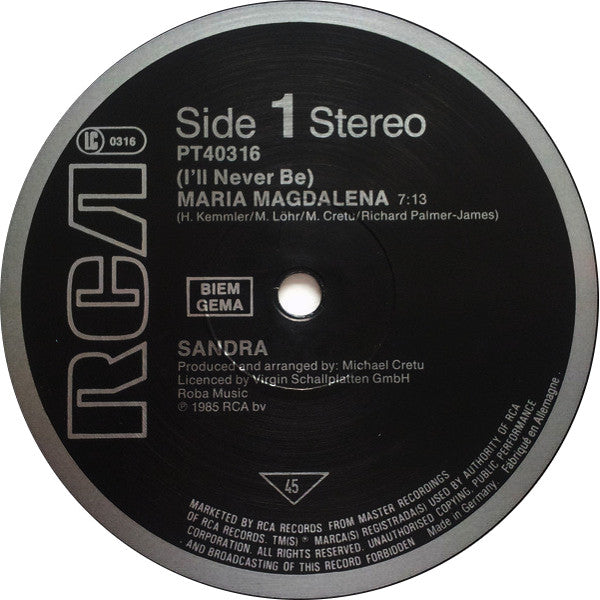 Sandra – (I'll Never Be) Maria Magdalena (ESTADO NM, FUNDA VG+) BOX31