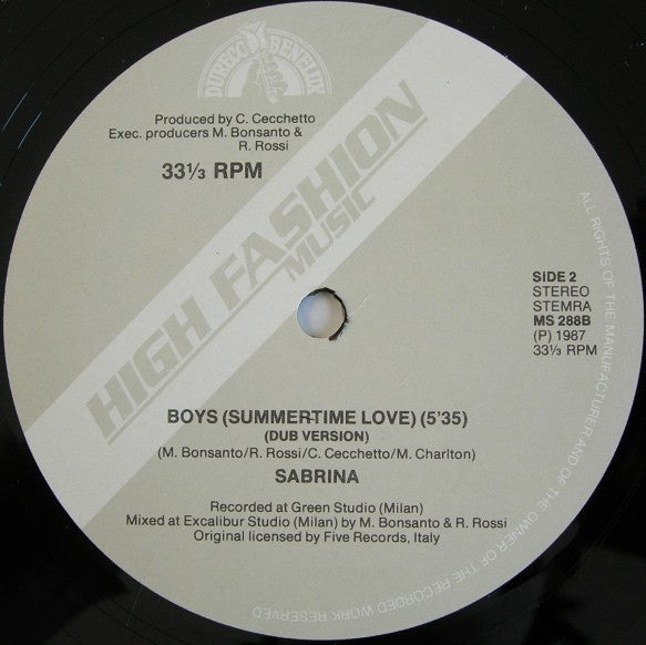 Sabrina – Boys (Summertime Love) (VG+) BOX32