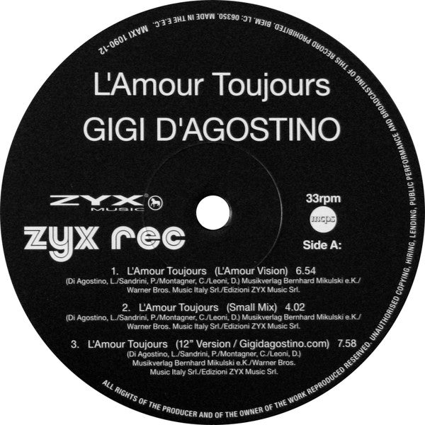 Gigi D'Agostino – L'Amour Toujours (MINT, NUEVO NO SELLADO) BOX15