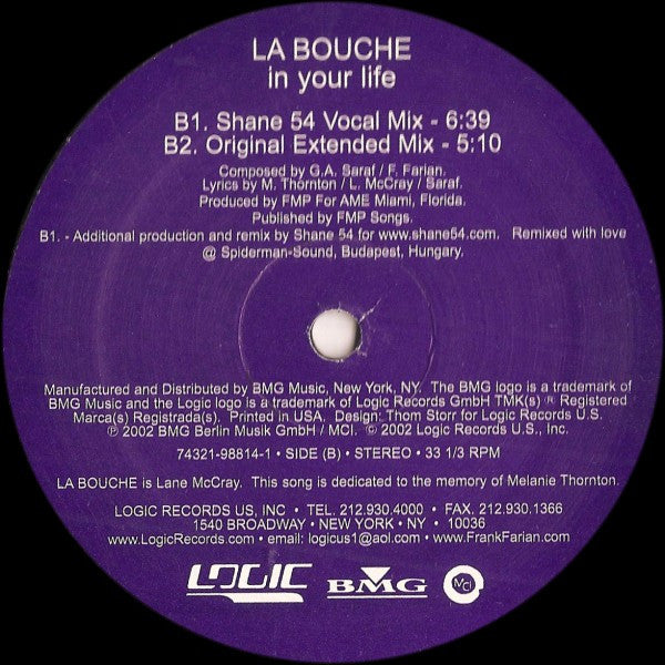 La Bouche – In Your Life (EX, FUNDA VG+) DISCO DOBLE BOX16