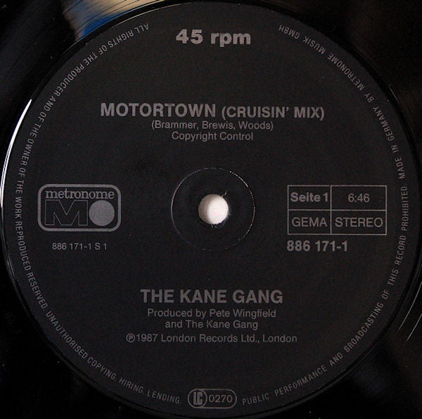 The Kane Gang – Motortown (VG+) Pequeña pegatina con bpm en portada BOX23