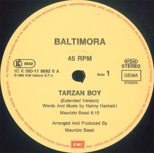 Baltimora – Tarzan Boy (Extended Version) (VG+) BOX25