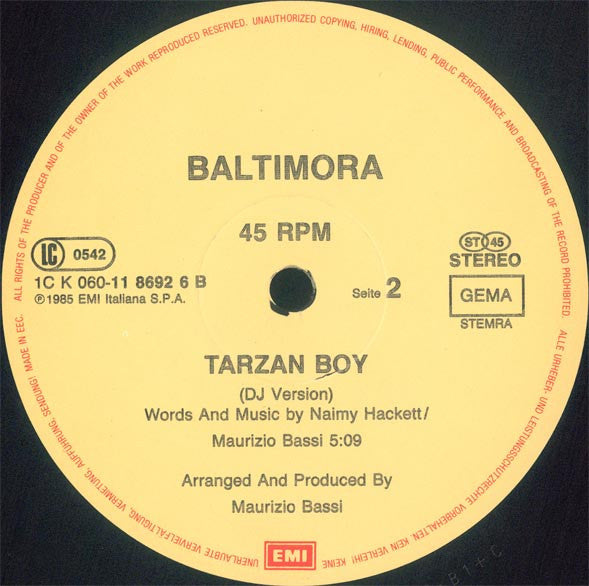 Baltimora – Tarzan Boy (Extended Version) (VG+) BOX25