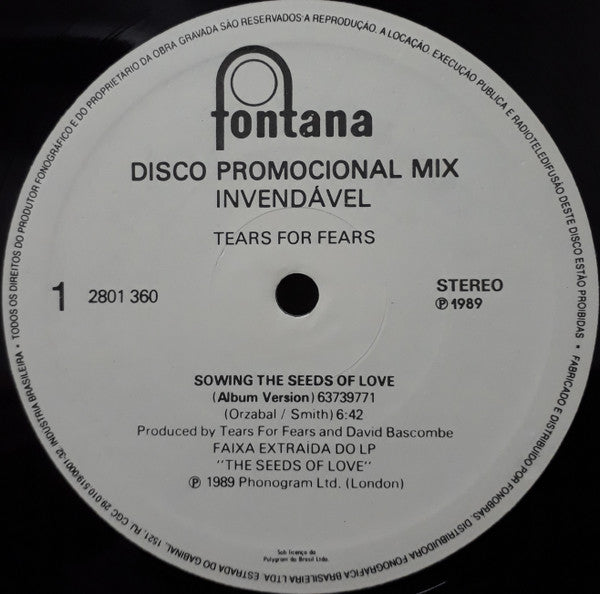Tears For Fears – Sowing The Seeds Of Love = Plantando As Sementes Do Amor (VG+) BOX6