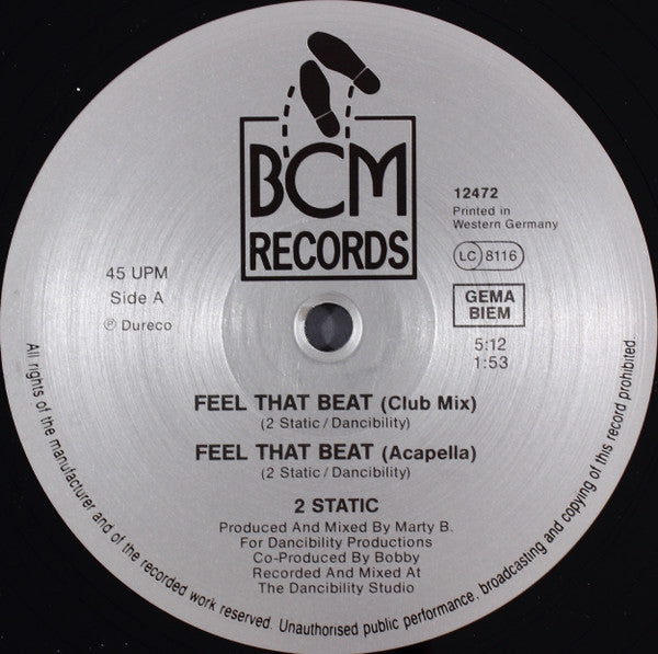 2 Static Feat. Nasty Cat– Feel That Beat (VG+) BOX12