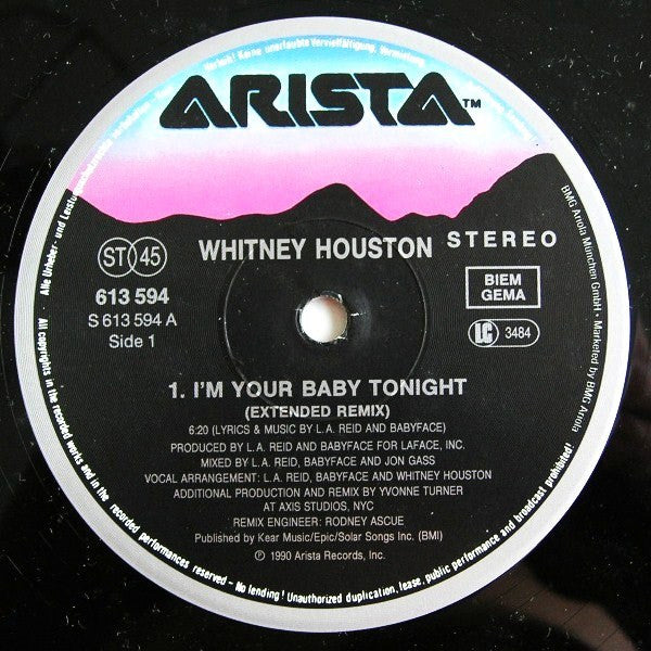 Whitney Houston – I'm Your Baby Tonight (VG+) BOX20