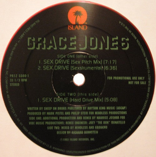 Grace Jones – Sex Drive (VG+, DISCO ROJO, FUNDA GENÉRICA NEGRA) BOXE2