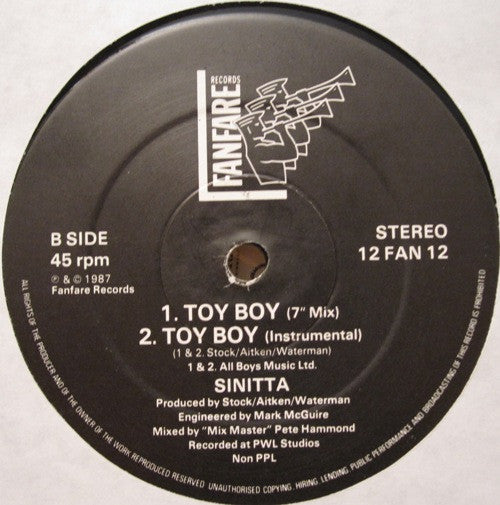 Sinitta – Toy Boy (The Extended Bicep Mix) (NM, FUNDA EX) BOX10