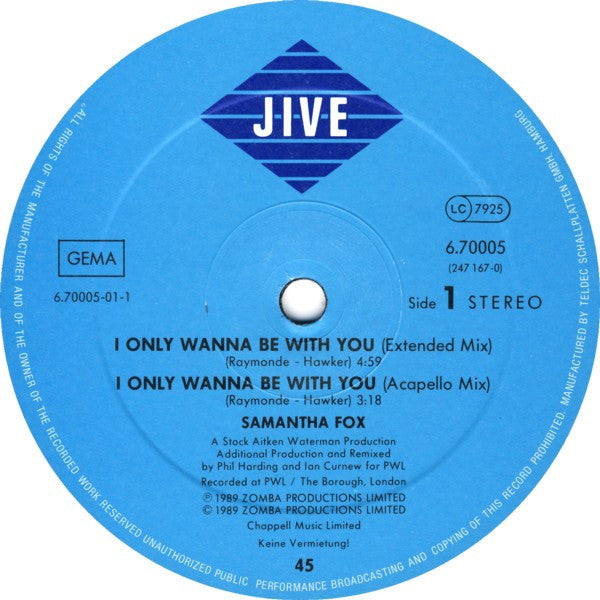 Samantha Fox – I Only Wanna Be With You (NM) BOX36