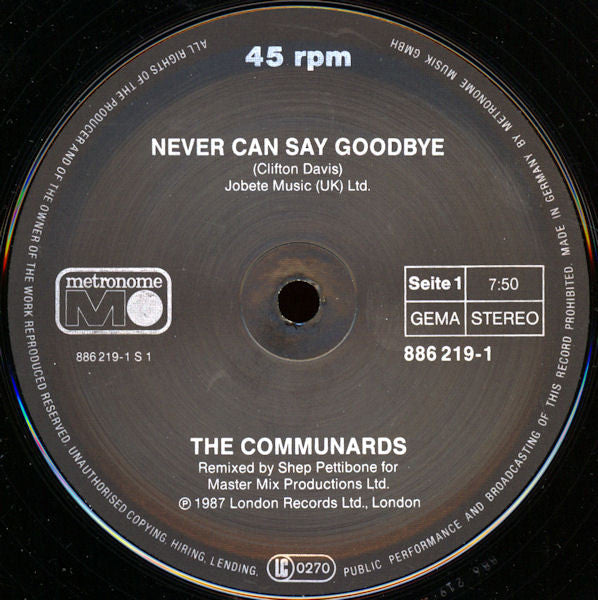The Communards – Never Can Say Goodbye (VG+) BOX12