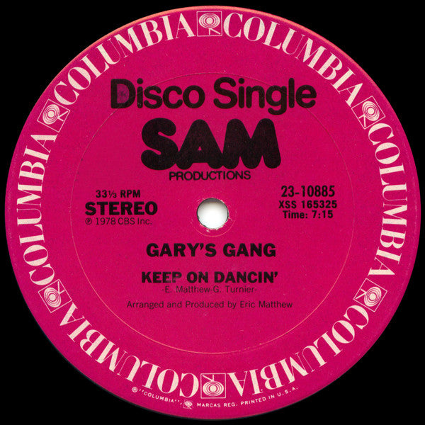 Gary's Gang ‎– Keep On Dancin' / Do It At The Disco (VG+, FUNDA GENÉRICA) BOX23