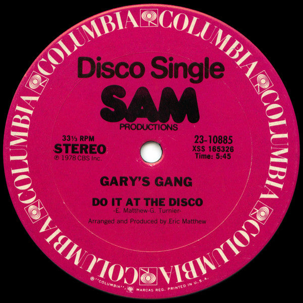 Gary's Gang ‎– Keep On Dancin' / Do It At The Disco (VG+, FUNDA GENÉRICA) BOX23