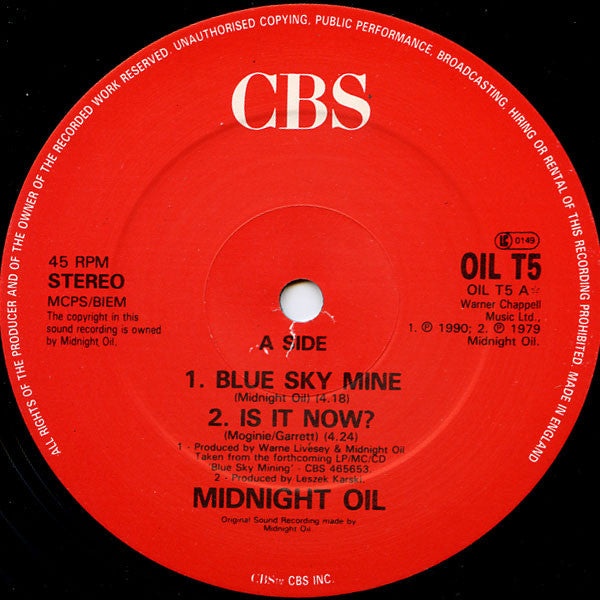 Midnight Oil – Blue Sky Mine (EX, FUNDA VG+) BOX36