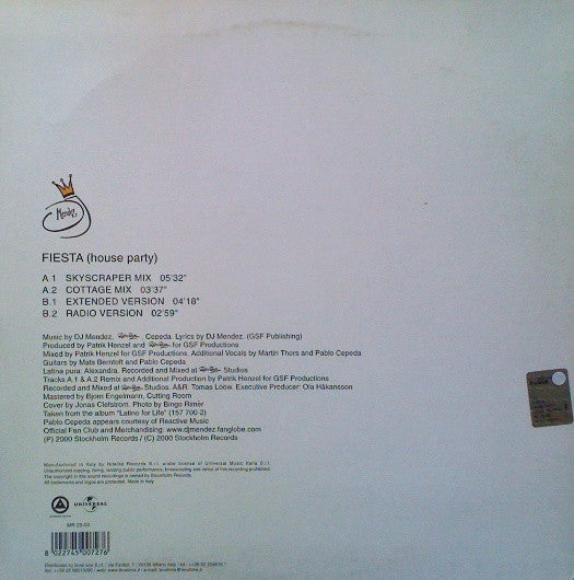 DJ Mendez ‎– Fiesta (House Party) (EX) BOX32