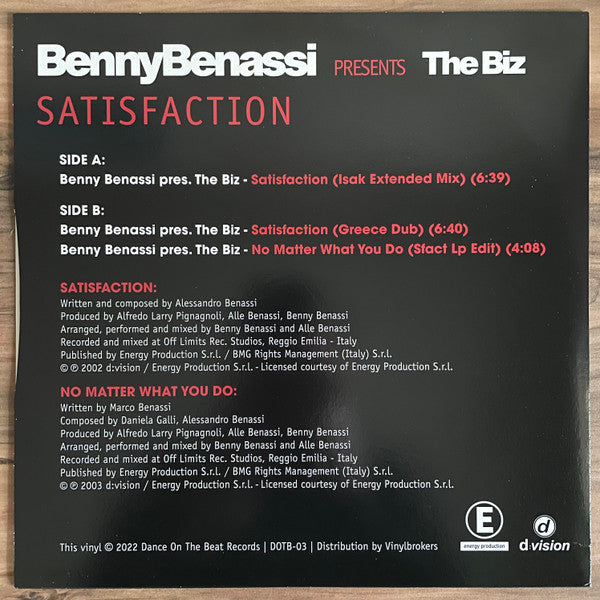 Benny Benassi Presents The Biz – Satisfaction (MINT, NUEVO NO SELLADO) BOX13