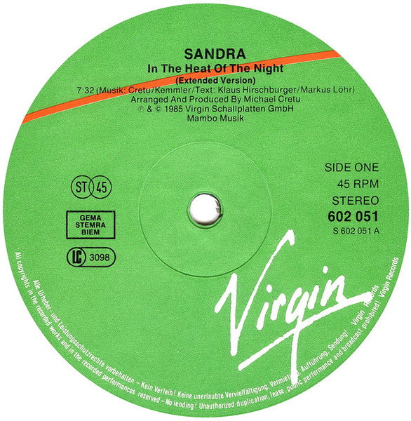 Sandra – In The Heat Of The Night (VG+) BOX6