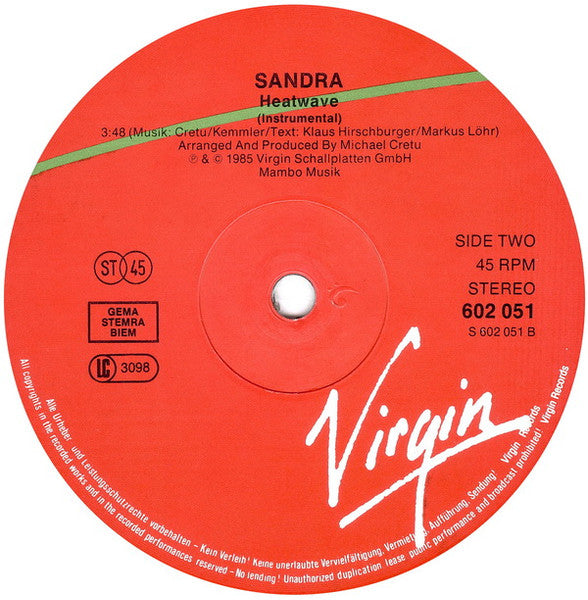 Sandra – In The Heat Of The Night (VG+) BOX6