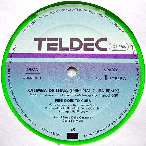 Pepe Goes To Cuba – Kalimba De Luna (Original Cuba-Remix) (NM,FUNDA VG+) [disco verde transparente] BOX17
