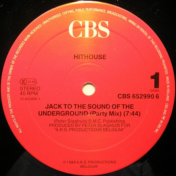 Hithouse – Jack To The Sound Of The Underground (Funda VG+, Estado NM con pequeña firma en la galleta) BOX16