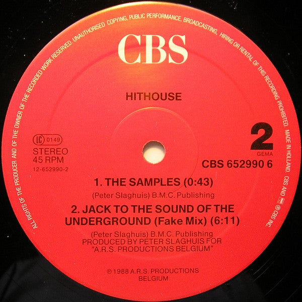 Hithouse – Jack To The Sound Of The Underground (Funda VG+, Estado NM con pequeña firma en la galleta) BOX16