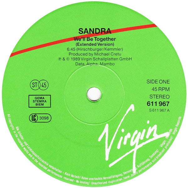 Sandra – We'll Be Together ('89 Remix) (NM,FUNDA VG+) BOX31