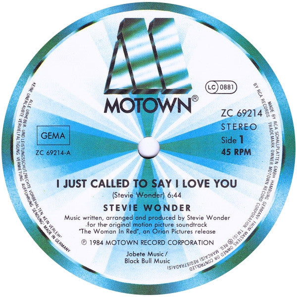 Stevie Wonder – I Just Called To Say I Love You (ESTADO NM, FUNDA EX) BOX8