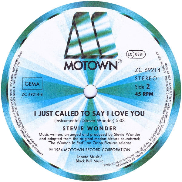 Stevie Wonder – I Just Called To Say I Love You (ESTADO NM, FUNDA EX) BOX8