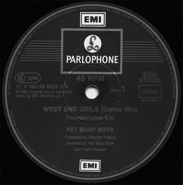Pet Shop Boys – West End Girls (Dance Mix) (NM, FUNDA VG+) BOX9