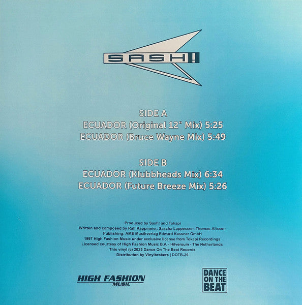 Sash! Feat. Rodriguez – Ecuador (MINT, NUEVO NO SELLADO, INCLUYE KLUBBHEADS MIX) BOX34
