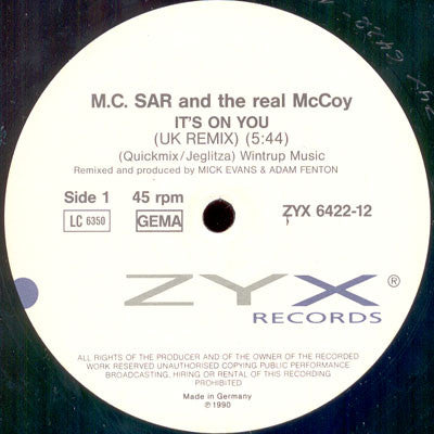 M.C. Sar & The Real McCoy – It's On You (UK Remix) (NM, FUNDA VG+) BOX1