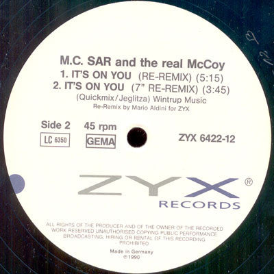 M.C. Sar & The Real McCoy – It's On You (UK Remix) (NM, FUNDA VG+) BOX1