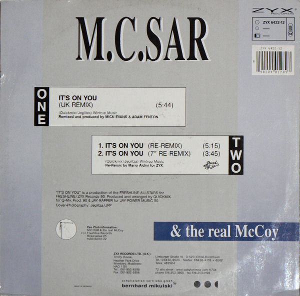 M.C. Sar & The Real McCoy – It's On You (UK Remix) (NM, FUNDA VG+) BOX1