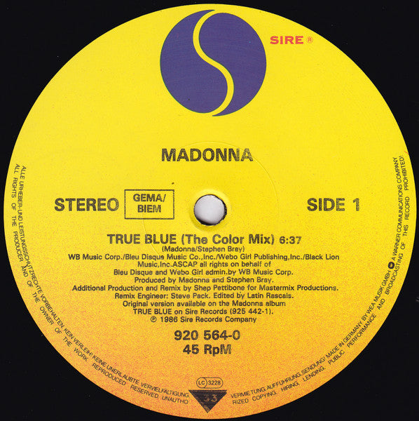 Madonna – True Blue (VG+,EX) BOX22
