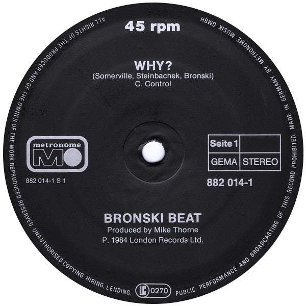Bronski Beat – Why? (VG+) BOX22