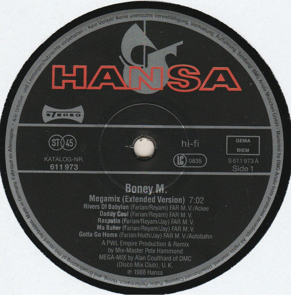 Boney M. – Megamix (Extended Version) (NM, FUNDA EX) BOX23