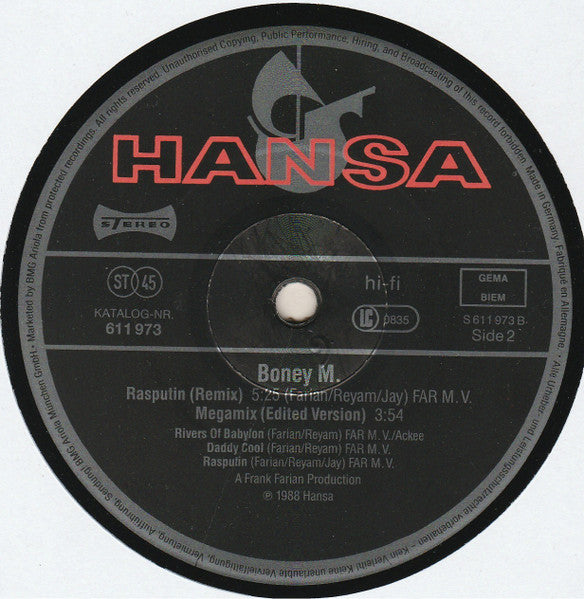 Boney M. – Megamix (Extended Version) (NM, FUNDA EX) BOX23