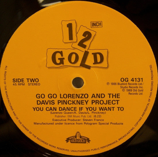 Ollie And Jerry / Go Go Lorenzo & The Davis Pinckney Project – Breakin' There's No Stopping Us / You Can Dance If You Want To (VG+) BOX17