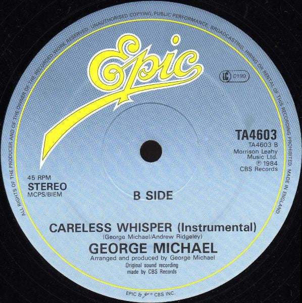 George Michael – Careless Whisper (EX, FUNDA GENÉRICA VG+) BOX8