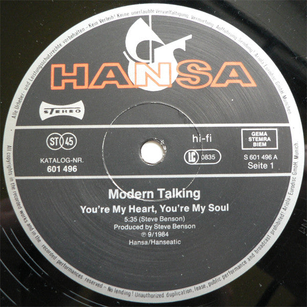 Modern Talking – You're My Heart, You're My Soul (NM) BOX35