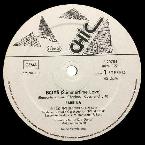 Sabrina – Boys (Summertime Love) (VG+) BOX25