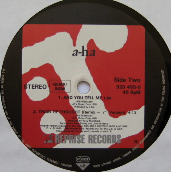 a-ha – Train Of Thought (EX, FUNDA VG+) BOX10