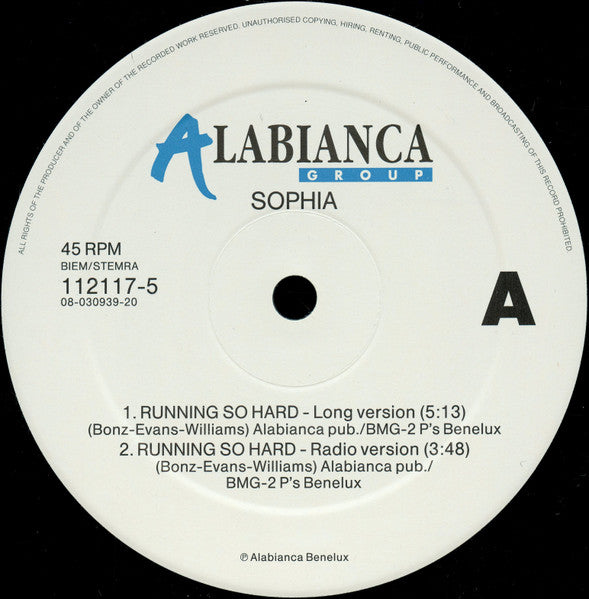 Sophia – Running So Hard (NM.FUNDA GENÉRICA) BOXE3