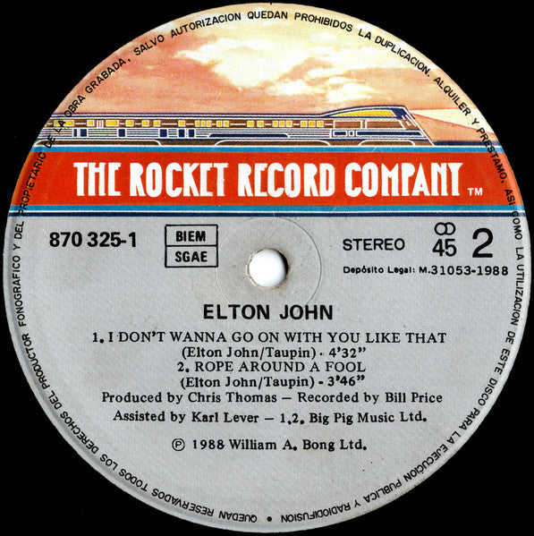 Elton John – I Don't Wanna Go On With You Like That (VG+, EX) BOX15