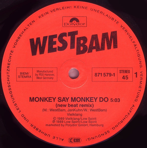 Westbam – Monkey Say Monkey Do (Remix) (NM, FUNDA EX) BOX24