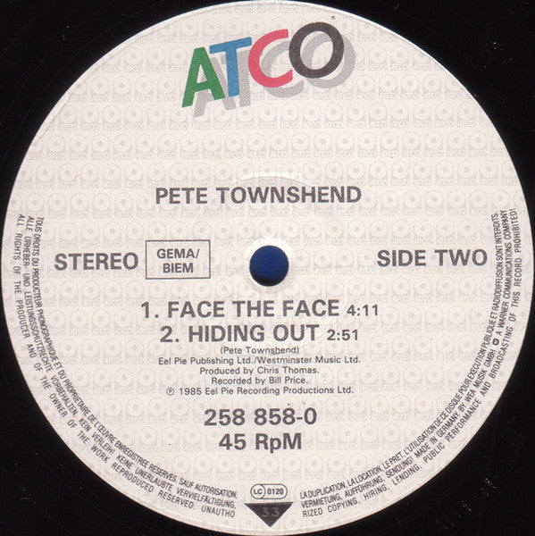 Pete Townshend – Face The Face (NM, FUNDA VG+) BOX2