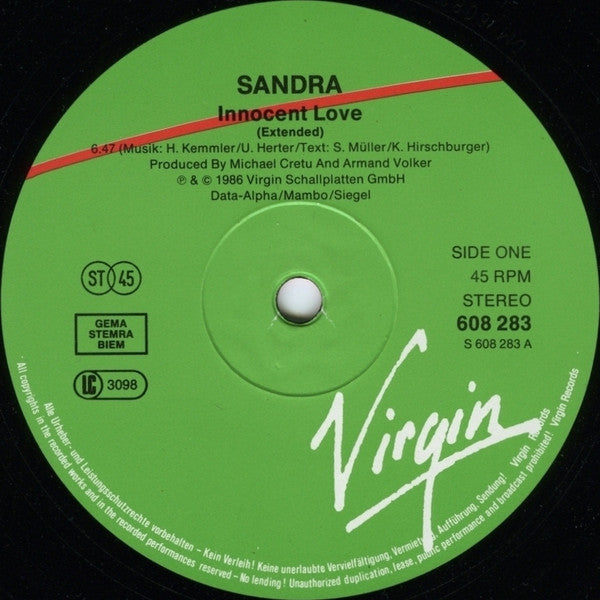 Sandra – Innocent Love (NM, Funda VG+) BOX7