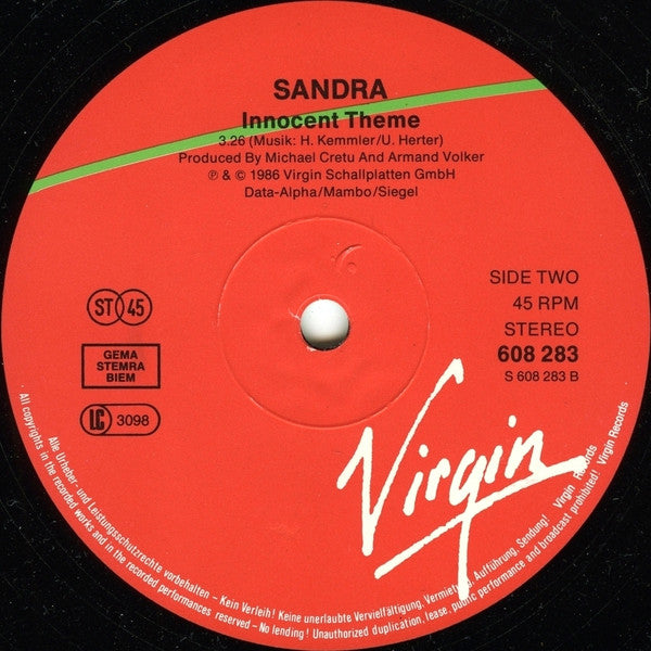 Sandra – Innocent Love (NM, Funda VG+) BOX7