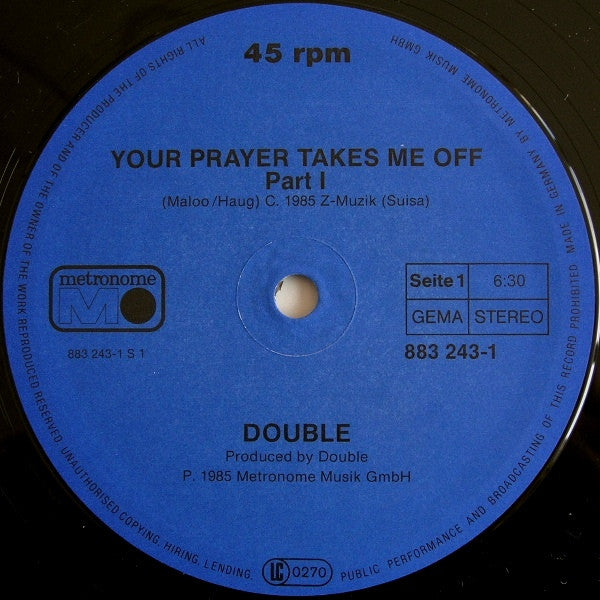 Double – Your Prayer Takes Me Off / The Captain Of Her Heart (ESTADO: MINT, FUNDA VG+) BOX24