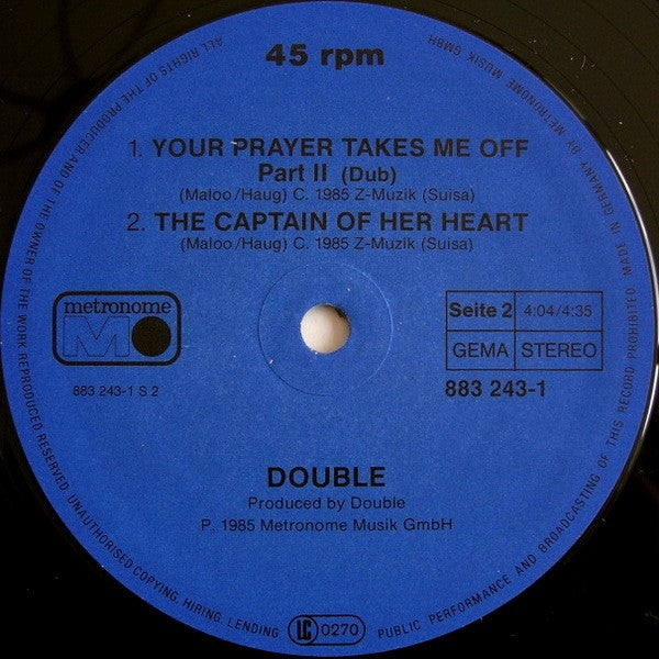 Double – Your Prayer Takes Me Off / The Captain Of Her Heart (ESTADO: MINT, FUNDA VG+) BOX24